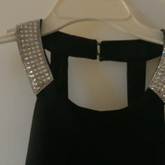 Long black prom dress with halter neck and rhinestone waist - Picture 7 of 9